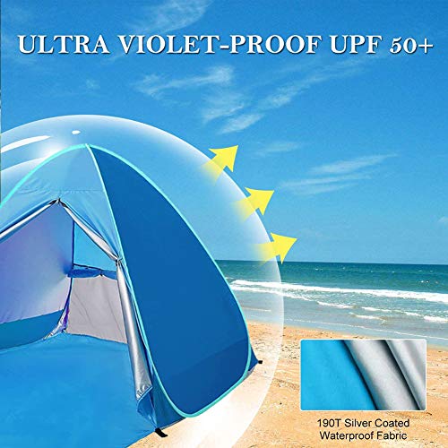 Portable mit Reißverschluss Tür Pop Up Beach Zelt Outdoor Anti UV-Strand Zelt Sonne Shelter, automatische Instant Familie Cabana für Camping Strand Angeln Garten – Bild 6