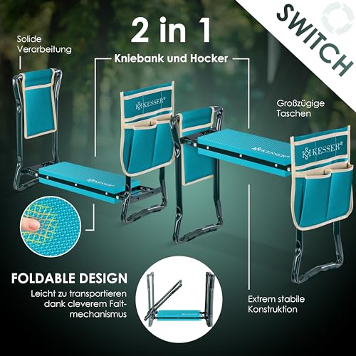 Jardineer Gartenhocker Mit Kniebank - 2in1 Eva-Schaumkissen Bis 150kg