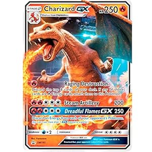 Pokemon reuzenpromokaarten, GX, VMAX, EX, Vstar of V, Jumbo-brief, XXL, Pokémon-reclamebox brief, officiële Engelse taal (Chariz GX SM195)