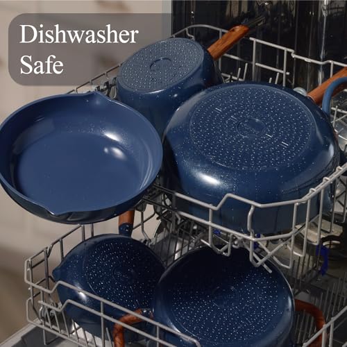 Image of CAROTE 21pcs Cookware Set Nonstick Pots and Pans Set, Ceramic Cookware Set Induction Cookware, Non toxic Healthy Non Stick Kitchen Cooking Set, PFAS PTFE Free, Blue