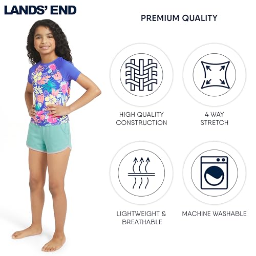 Image of Lands' End Girls' Swim UPF 50+ Short Sleeve Sun Tee Rash Guard Shirt