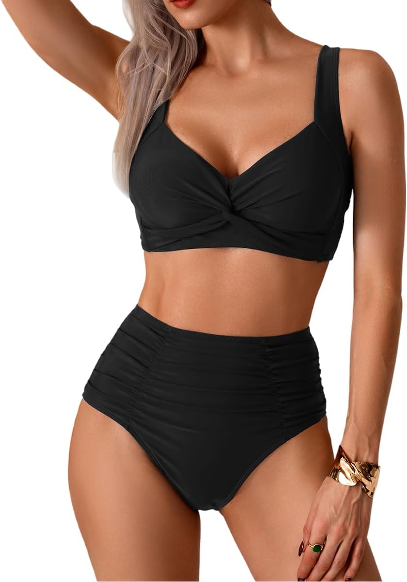 High Waisted Tummy Control Bikini Sets for Women Two Piece Modest Full Coverage Bathing Suit Push Up Swimsuits - Image 4