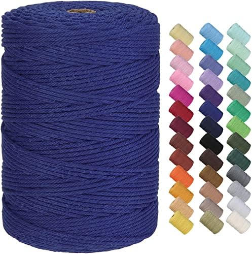 GOHOF Macrame Cord 3mm x 300m Premium Cotton Macrame Rope, 4 Strand Twisted Soft Cotton Cord, One of The Most Perfect Materials for Macrame Art, Cotton String Without Chemicals (Red)