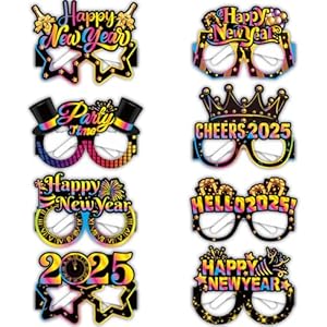 Happy New Yearâs Eve Glasses 2025 – Pack Of 16 | New Yearâs Eve Party Supplies 2025 | Happy New Year Glasses 2025, Happy New Year Decorations 2025 | New Yearâs Glasses, New Yearâs Eve Decorations