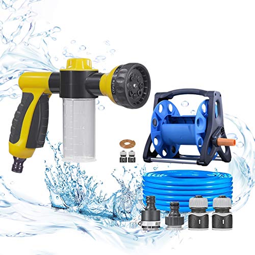 Garden Hose Nozzle, Water Hose Nozzle with 8 Patterns of Spray, Ideal for Plants Watering, Car Washing Nozzles Spray Guns HUYP (Size : Water pipe+40m suit)