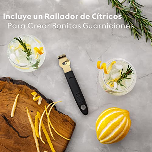 Set coctelería profesional BarDeluxe de 12 piezas color oro con kit de coctelera 7
