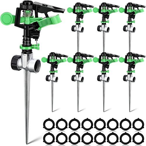 Sprinklers For Yard Garden Sprinkler 360 Degree Automatic Rotating Lawn Sprinkler With Water Stop Ring Adjustable Rotating Pulsating Sprinklers For Yard Ground Grass Irrigation System (8 Pack) #TOP15