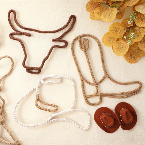 Image of RattanView 3 Pcs Western Wall Decor Boho Cowboy Nursery Decor Cowboy Boots Hat Classroom Decorations Howdy Sign 3 Size Woven Macrame Decoration Cow Skull for Bedroom Living Room