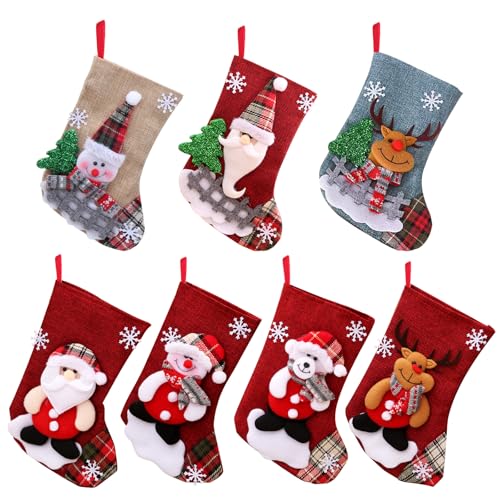 TAVADA Medias de Navidad,Juego de 7 Calcetines de Navidad Decoración,Calcetines Navidad utilizados para Colgar Decoraciones en Fiestas de Navidad,adecuados para árboles de Navidad,Paredes y escaleras