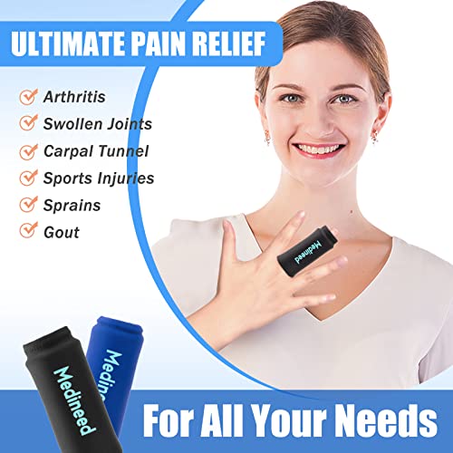 Image of 2PCS Finger Sleeves Gel Ice Pack, Lasting Cold Compress Freeze Sleeve, Reusable Finger Brace Ice Packs for Injuries, Arthritis, Tendonitis, Gout, Sprains, Middle Protectors (Black)