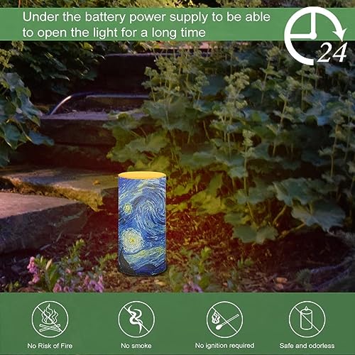 Image of Poceacles Flickering Flameless Candles with Multi Color Remote and Timer Starry Night Print Realistic LED Pillar Candles Battery Candles for Festive Wedding Party Home Decor