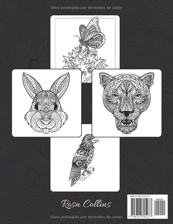 Miniatura 2 de Animales Libro de Colorear Libro de Colorear para Adultos Aliviar el Estrés 100 Diseños de Animales de Leones, Perros, Gatos, Caballos, Tigres