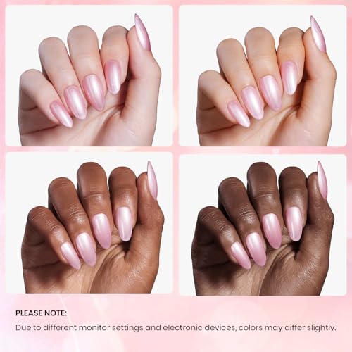 Image of Beetles Pearl Pink Gel Nail Polish - Soft Afternoon Mermaid Gel Polish, 15ml Thread Effect Pink Nails Swirl Shell UV LED Soak Off Gel Manicure