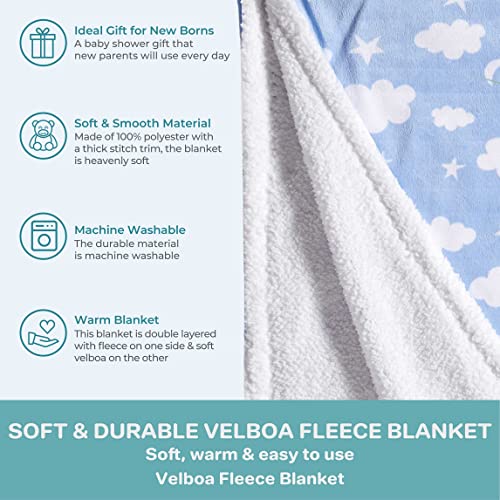 Image of SpaSilk Baby Boys Velboa Fleece Blanket with Thick Stitch Trim