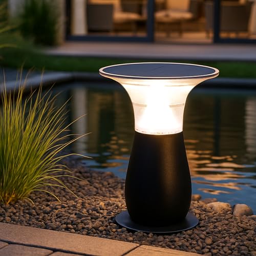 Arnusa Gartenleuchte Power Solarleuchte Helle 360 lm Solarlampe Wegeleuchte Gartenlampe Sockelleuchte kabellos Außenleuchte Terrassenbeleuchtung warmweiß und kaltweiß einstellbar 29x23,5 cm 4000 mAh