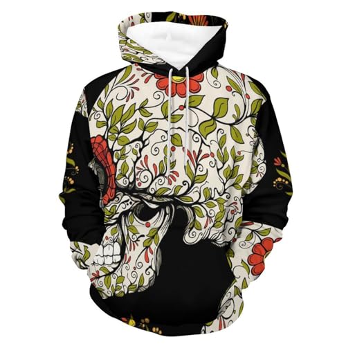 Hoodie crâne floral unisexe sweat à capuche noir et confortable pour style urbain branché