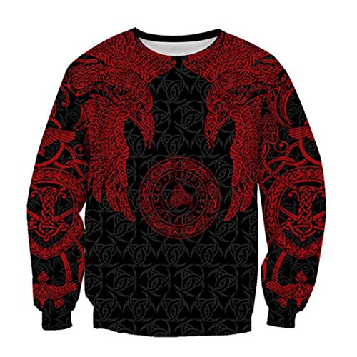 Sweat à capuche Harajuku homme pull viking 3D finitions soignées sweat-shirt haut de gamme