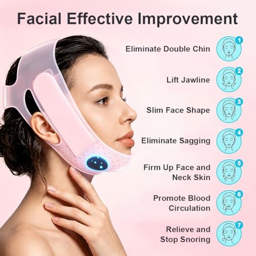 Image of MAYCREATE Soft Silicone V Line Double Chin Lift Mask Chin Up V Shaped Face Shaper Face Lifting Mask Jawline Shaper Strap for Women - Pink