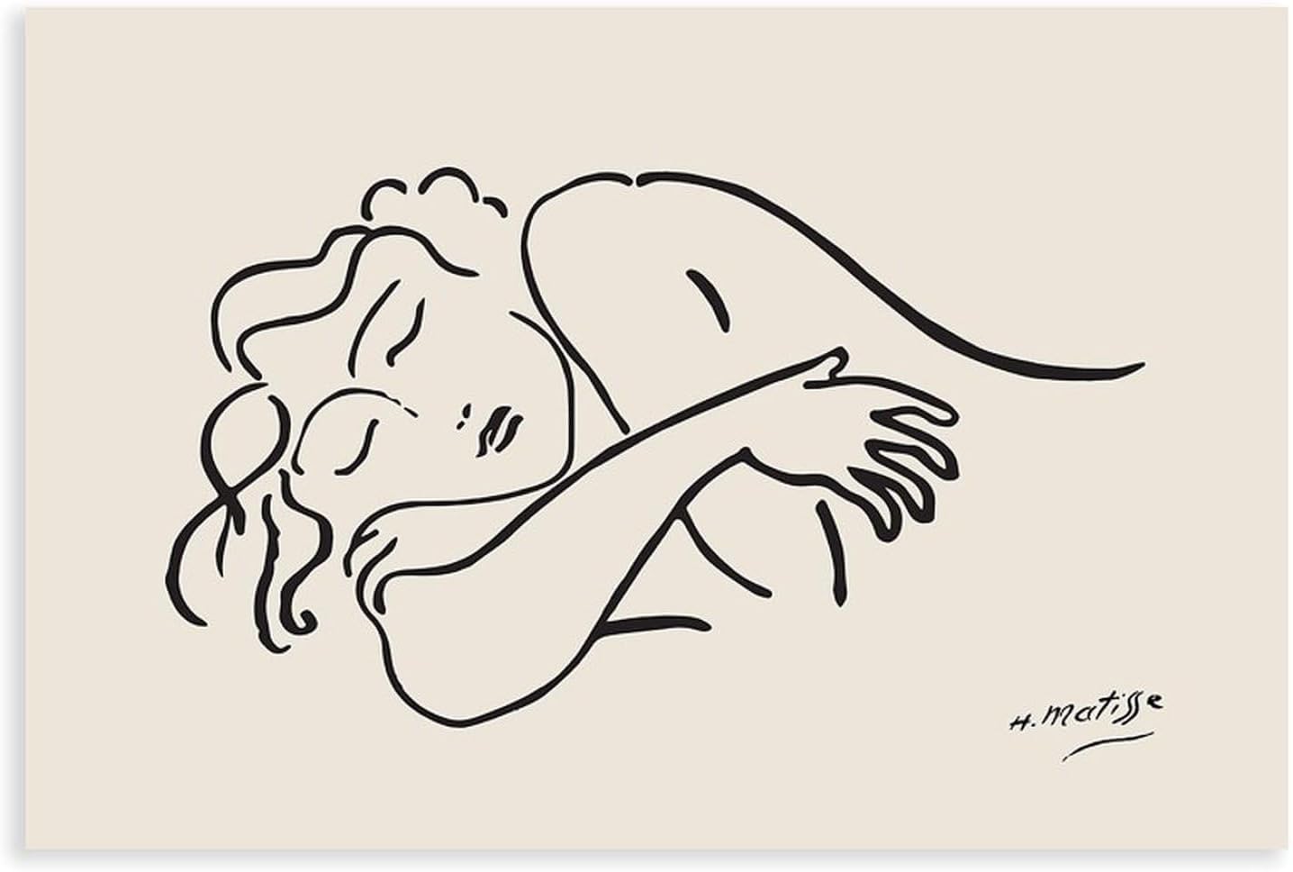 QSDTGHUIKP Henri Matisse Sleeping Woman 40x60cm Frameless Abstract Canvas Wall Print