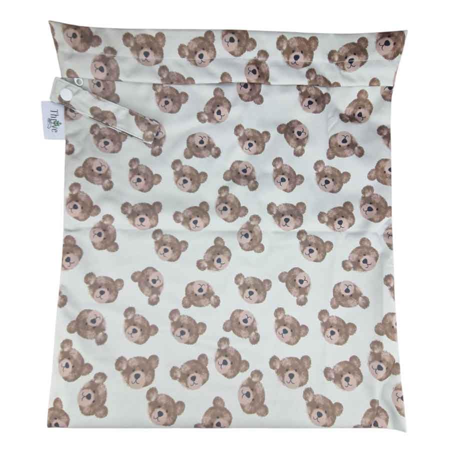 The Nappy Lady Thrive Wet Bag, Waterproof Storage for Nappies and Wet Items, Zip Closure, Essential Accessory for Cloth Nappies and eco Friendly households (Little Bear Love, Medium)