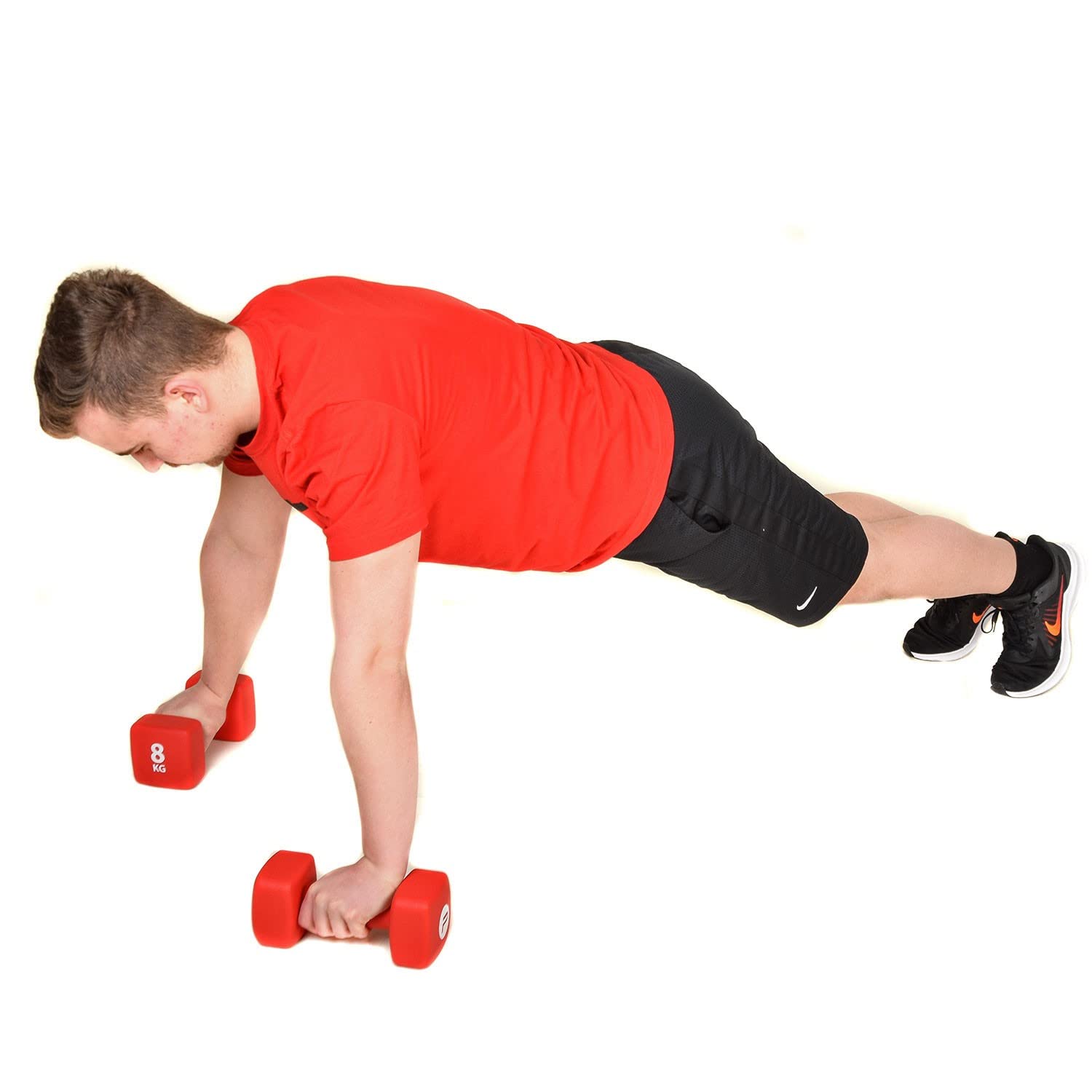 Pure2Improve 2 hantle neoprenowe 8,0 kg czerwone trening siłowy trening cyrkielski