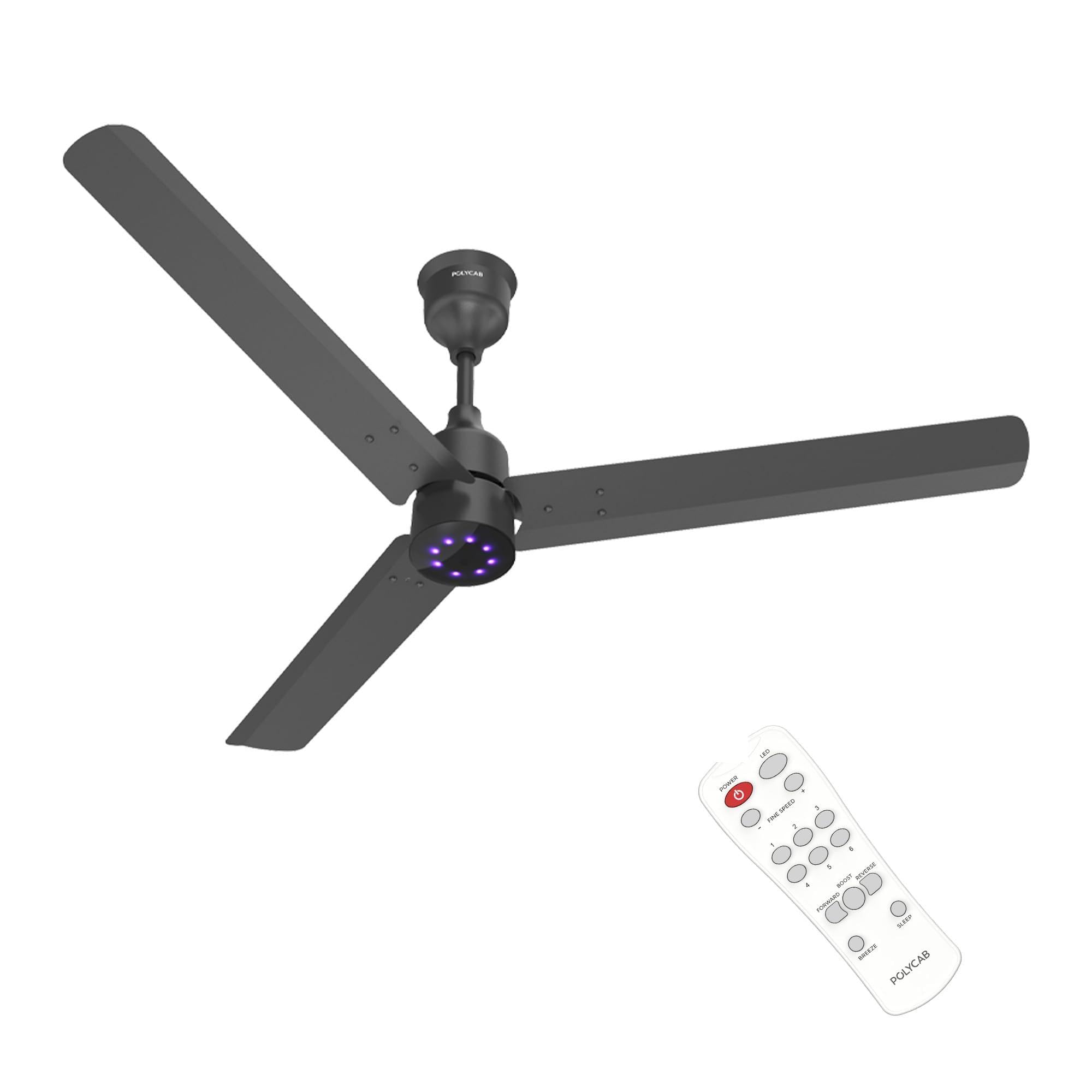 Polycab Wizzy Plus 1200mm BLDC Ceiling Fan Black - Image 1
