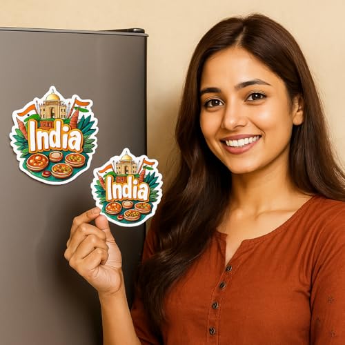 Image of Naxon India Country Theme Souvenir Wooden Refrigerator Stylish Fridge Magnet - Fridge Decoration Magnet for Kitchen & Home Decor | Perfect Souvenir Gift | Size 3x3 Inches | Pack of 1