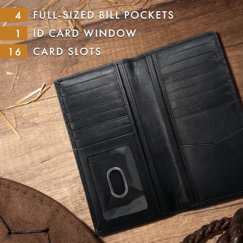 Image of ELIZO Genuine Leather Long Wallet for Men - Western Bifold Wallet - Ostrich