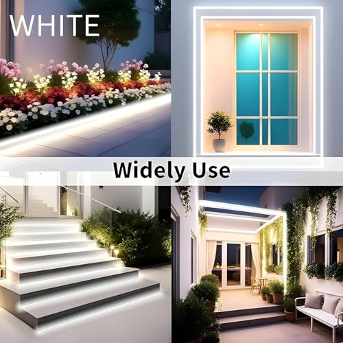 Image of KAVORA 16.4 Feet LED Neon Strip Lights, with 12V Adapter, Waterproof IP65, Silicone Flexible Rope Light for Home Decor | Led Strip Lights | Neon Lights | DIY | (White)