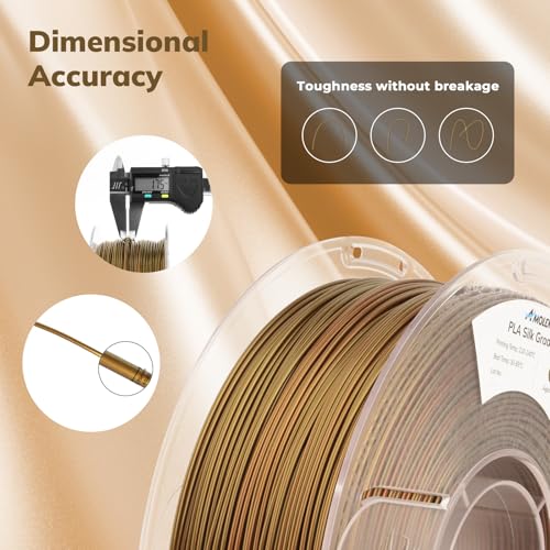 Image of AMOLEN PLA Filament 1.75mm,Silk Pla Aged Brass Gradient, 3D Printer Filament 1.75mm for 3D Printing Dimensional Accuracy ±0.02mm for Most 3D Printer 1KG(2.2lbs)