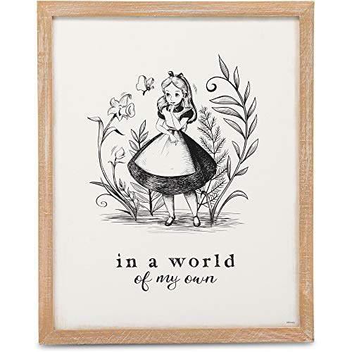 Image of Disney Alice in Wonderland In a World of My Own Framed Wood Wall Decor - Vintage Alice in Wonderland Wall Art