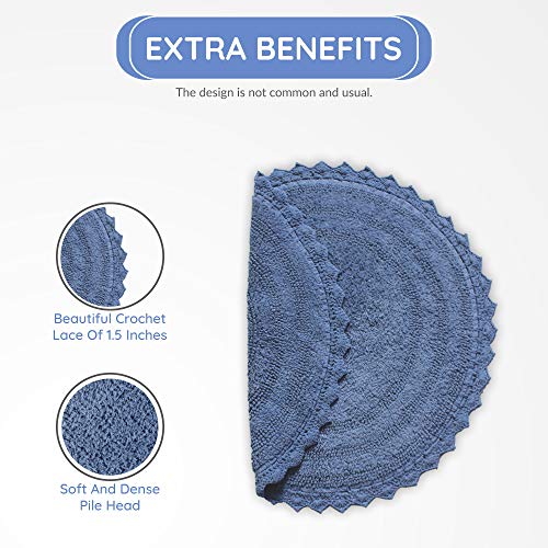 Oceaanblauw Ronde Badmat 24 Inch Grote Katoenen Badkleed Voor Keuken Woonkamer Zachte En Dichte Stapel Hoofd Shabby Chic… - Image 3