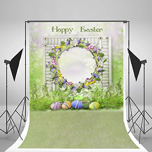 5x7ft(150x220cm) Green Floor Backdrops Photography Green Grass Spring Background Happy Easter Studio Backdrop