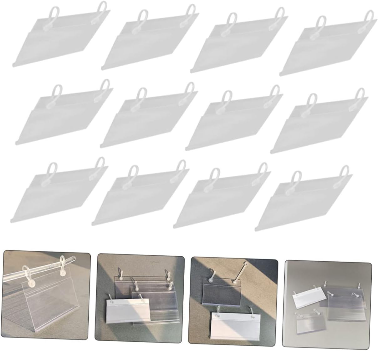 KALLORY 40Pcs Price Display Tag Holders Plastic Label Holders for Supermarket Retail Signage for Price Display Merchandise Signage