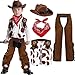 Spooktacular Creations Halloween Cowboy Hat Costume for Boys, Kids White Brown Western Costume, Deluxe Cowboy Outfit Set for Toddler Halloween RolePlay Themed Party (Small, 5-7 yrs)