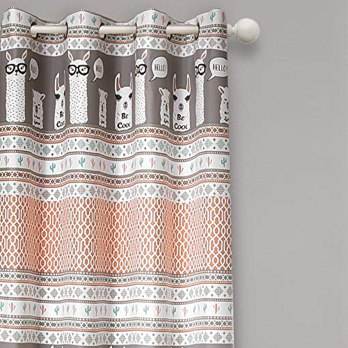 Lush Decor Curtains Pattern Room Darkening Window Panel Set for Living Dining, Bedroom (Pair), Turquoise & Pink - Image 2