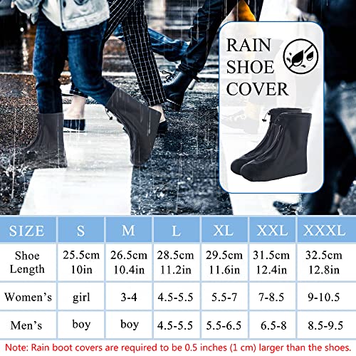 Image of Rain Boot Waterproof Shoes Covers, Sand Control Non-Slip Shoe Cover Galoshes, PVC Rubber Sole Reusable Rain Snow Boots Overshoes for Cycling Outdoor Camping Fishing Garden (XXXL, Black)