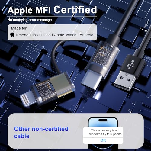 Image of USB to USB-C and Lightning Cable Combo 2 in 1 Coiled Cable Support Apple Carplay & Android Auto [MFi & 3A Fast Charge & Data Sync] Coiled Lightning and USB C Cable for iPhone 17 /16 /15 /14 /13 /12 /Android