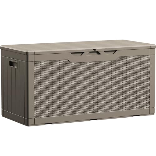 Image of Devoko 100 Gallon Waterproof Deck Box, Resin Large Outdoor Storage Box