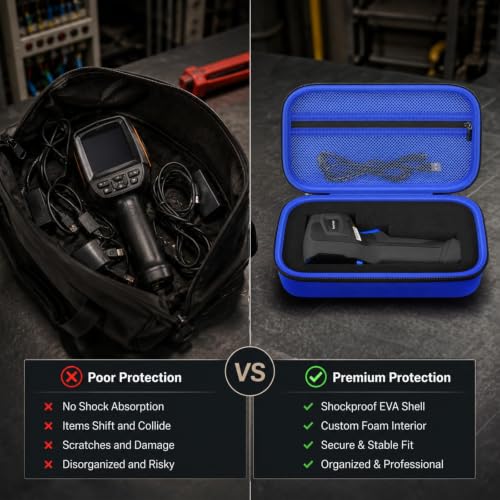 Image of Boobowl Case Compatible with for HSFTOOLS HF96 / H128 / Thermal Camera, Infrared Cameras Storage Holder Box for USB Cabless(Bag Only) (Blue, For TC004 / H96 / H128)