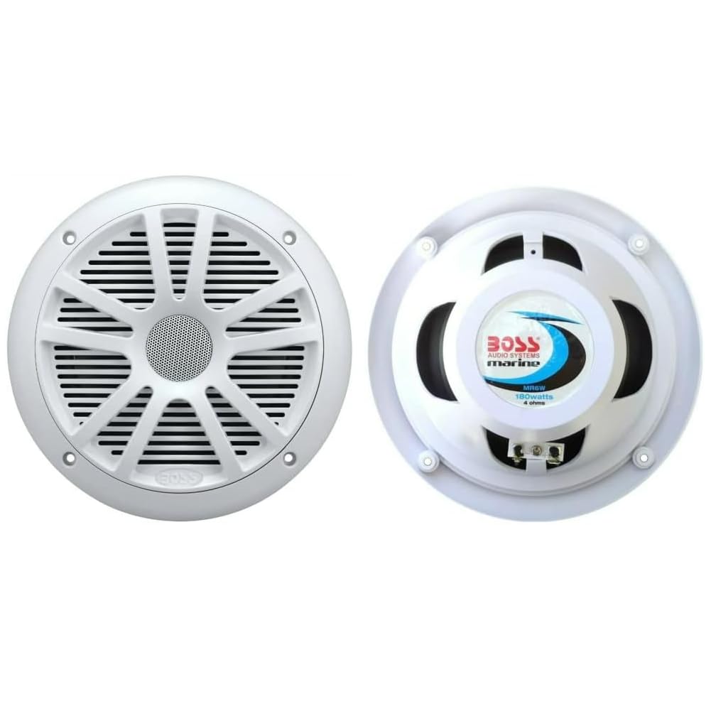 KIT SET PER BOSS AUDIO SYSTEMS MCK508WB.6, 1 kit marino con ricevitore AM/FM bluetooth waterproof, 2 altoparlanti da 16,5 cm 6,5" 90 watt rms 180 watt max e 1 dipole antenna, 1 kit