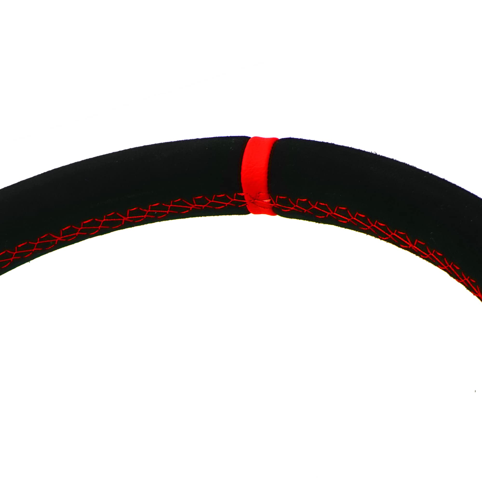 Simoni Racing Volant Universel Pitlane - Suède Noir + Couture Rouge - Diamètre 350mm