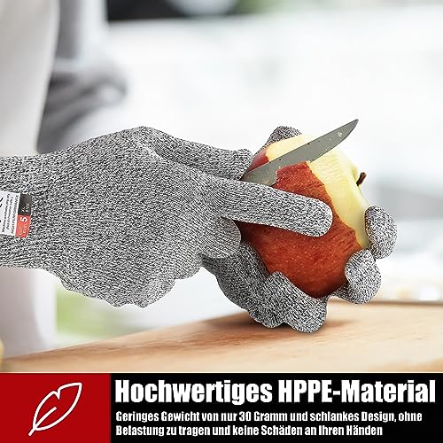 sunivaca Schnittsichere Handschuhe, 4 Paar, Schnittschutzhandschuhe küche, Lebensmittelqualität, Leistungsfähiger Level 5 Schutz, Messerschutzhandschuh EN 388 zertifiziert, größe XL