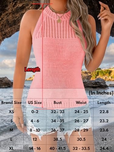 Image of ChiaoLezhee Women's Summer Knit Tank Tops, Racerback High Neck Lightweight Sweater Vest, Dressy Casual Outfits