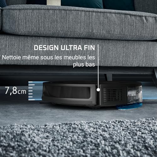 Rowenta X-Plorer Serie 65, Robot aspirateur Laveur, Technologie Laser, Nettoyage méthodique, Design Ultra Fin RR8L65WH, Noir