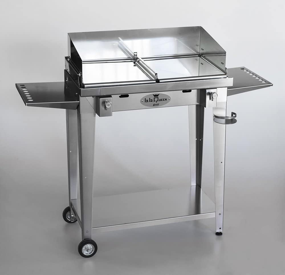BBQueen Grill 8.4 Inox - Barbecue a Gas (Piastre Lisce, Full Optional) - 78x45x97 cm