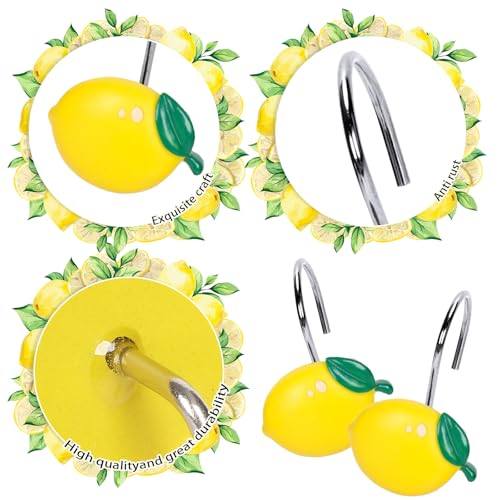 Anillos para cortina de ducha Whaline, ganchos decorativos de resina con acabado Premium 4