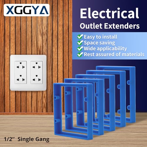 0.5Inch Double Gang Receptacle Outlet Box Extenders,Include 12Screws(6-32 x 1.25),Electrical Outlet Extender for Electrical Outlet Box and Electrical Outlet Switches, Blue (Pack of 3)