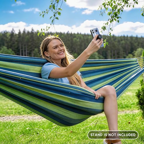 Image of SUNCREAT Hammocks Outdoor Camping Double Hammock, Hammock Replacement for Stand, Blue & Green