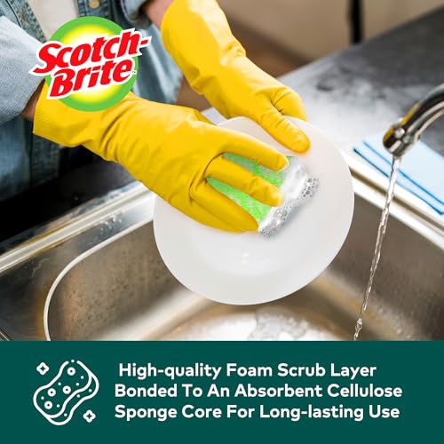 Image of Scotch-Brite ocelo Non-Scratch Scrub Sponges, Assorted Designs, Scratch-Free for Nonstick Cookware & Dishes, Kitchen & Bathroom Use, Reusable Multi-Surface Cleaning Sponges (12 Count (Pack of 3))